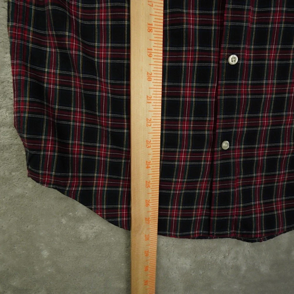 Ralph Lauren Boys XL 18-20 Button Up Shirt Black Red Plaid Preppy Holiday Logo
